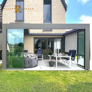 Pérgola <span class=keywords><strong>de</strong></span> aluminio prefabricada con puerta <span class=keywords><strong>de</strong></span> vidrio <span class=keywords><strong>y</strong></span> persiana enrollable Toldo <span class=keywords><strong>de</strong></span> patio resistente a la intemperie para jardines australianos - Product Image 1