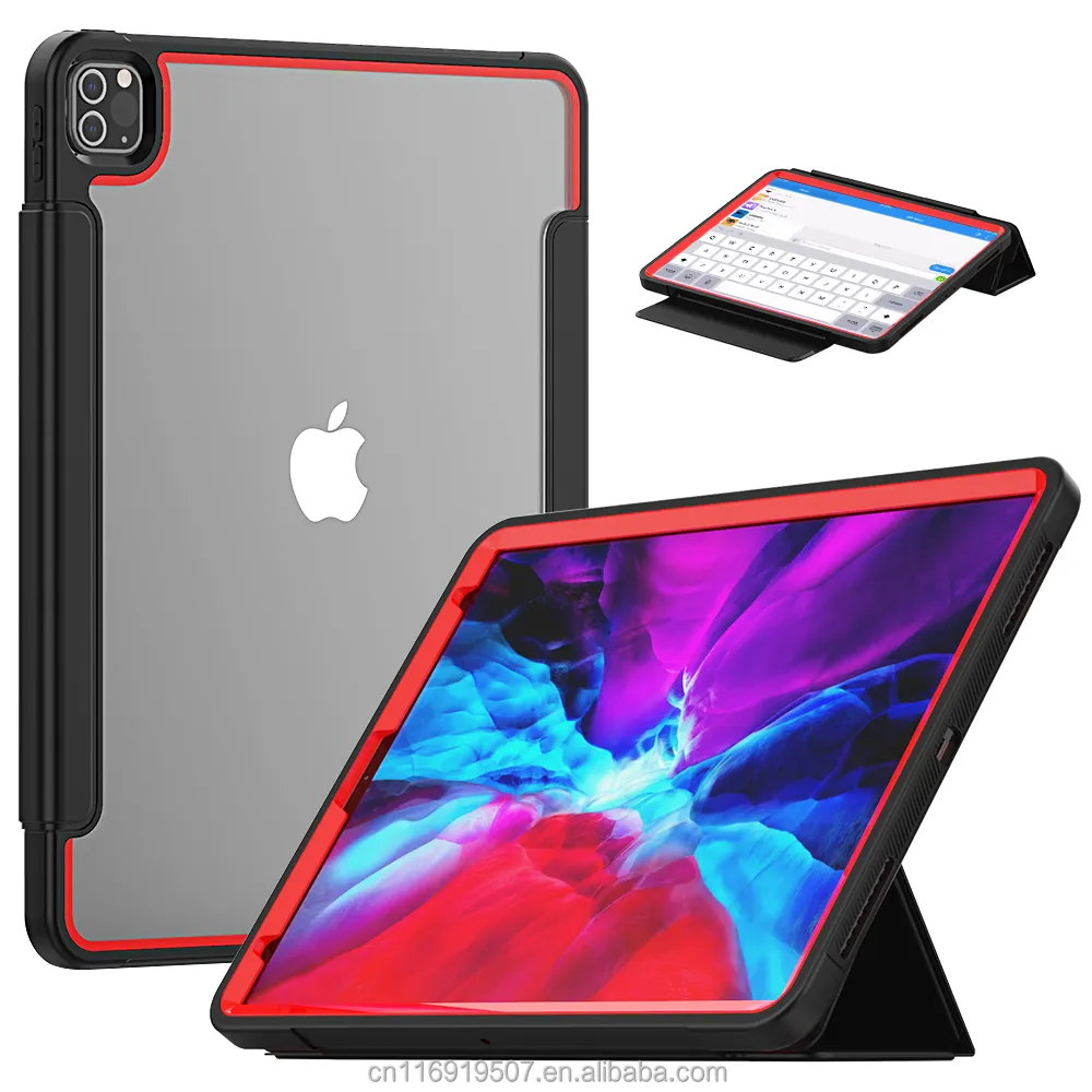 Manufacture Custom Shockproof Foldable Magnetic Smart Cover Slim Leather Tablet Case For iPad Pro 12.9 2018 2020