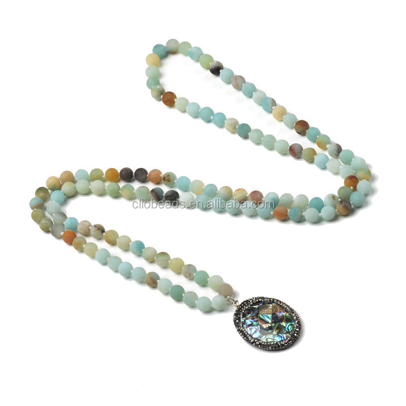 Collier de pierre Pendentif Collier Multicolore Amazonite Givré Noué Ormeau Pendentif Collier Bijoux Faits À La Main En Gros Chine