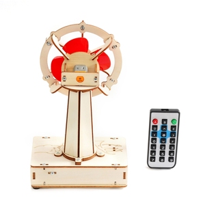 Kit de bricolage en bois pour ventilateur électrique télécommandé OKYN-G5780, expérience scientifique STEM, modèle à assembler - Product Image 1