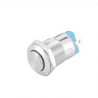 Interrupteur à bouton-poussoir électronique à tête plate en laiton étanche IP65 HS 12 mm avec anneau LED momentané 12 V 250 V 1NO1NC