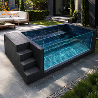 Spa jacuzzi élégant de style patio, revêtement WPC non poreux, piscine hors sol en fibre de verre