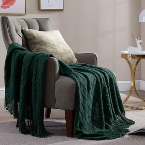 Coperte in Maglia <span class=keywords><strong>Verde</strong></span> Stile Nordico per Divano, Camera da Letto e Ufficio, Morbide e Calde con Nappe - Product Image 6