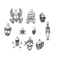 Collier Halloween personnalisé Colorpinky, bricolage, alliage rétro, argent ancien, crâne, fantôme, bracelet, accessoire, pendentif