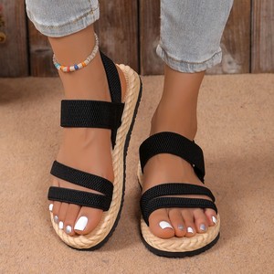 <span class=keywords><strong>Sandalias</strong></span> de Tacón Bajo con Tiras Cruzadas al Estilo Coreano, Cómodas y Modernas, con Punta Descubierta y Amortiguación, para Mujer - Product Image 2