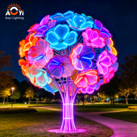 Luz Decorativa LED RGB para Exteriores, Resistente al Agua, con Diseño de Árbol de Flores, Ideal para Parques Urbanos