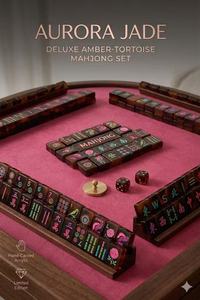 Ensemble de Mahjong Américain de Luxe en Acrylique Sculpté à la Main, Écologique et Durable, Motif Tortue Ambrée, 160 Tuiles, Idéal pour Cadeau de Fêtes - Product Image 6