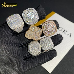 कस्टम लक्जरी चैंपियनशिप पुरुष रिंग बनाम मोइससानाइट हिप हॉप शैली के गहने 925 स्टर्लिंग सिल्वर डायमंड क्रॉस रिंग्स - Product Image 5