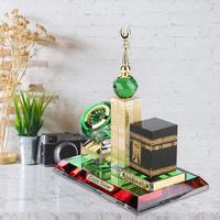 Tour d'horloge islamique musulmane Kaaba, modèle cadeaux, livre Souvenir en verre de cristal, offre religieuse du moyen-orient, Souvenir makka poli