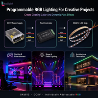 Tira de LED RGB SK6812 DC5V, 144 Píxeles por Metro, SMD5050, Alta Densidad, Direccionable Individualmente, PCB de 10 mm, Cinta Flexible de 1 m