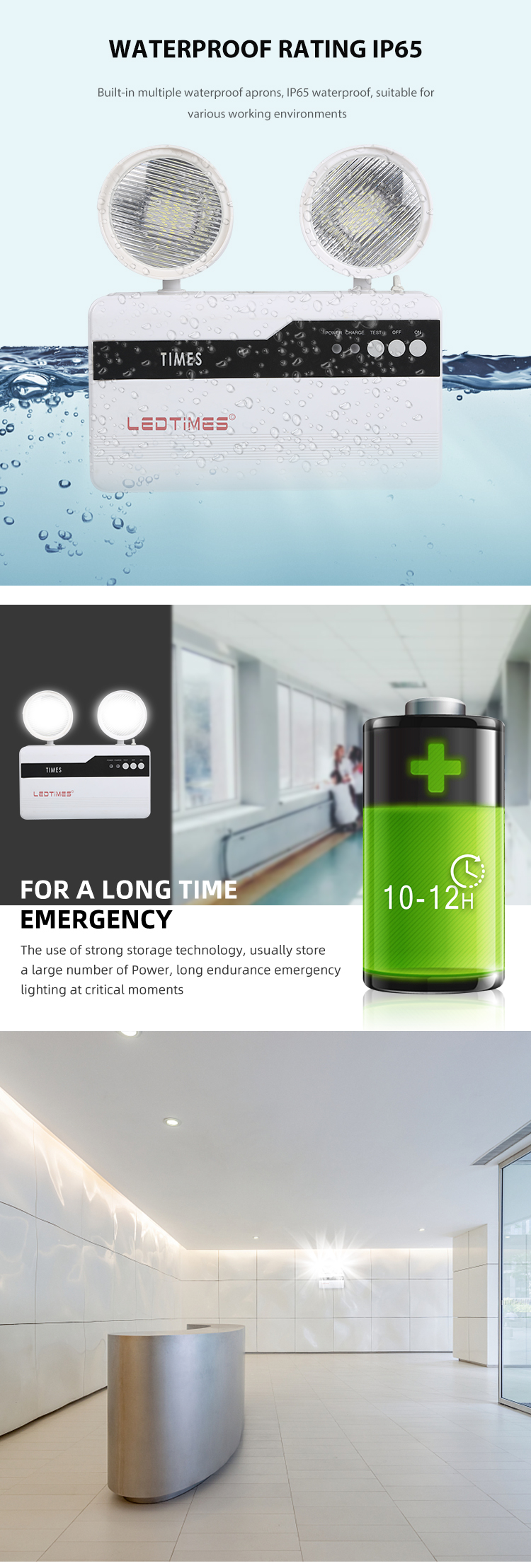 High Quality Waterproof IP65 Double Head Indoor Corridor 0.2W Portable Rechargeable Led Emergency Lamp
