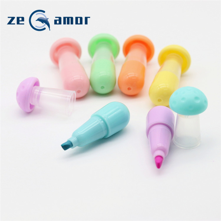 2021 New Resaltador Mushroom Vivid Lines Premium Ink School Office Supply Custom Stationery Painting Highlighter Marker Pen Sets