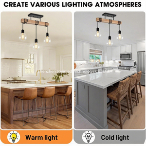 <span class=keywords><strong>Lustre</strong></span> suspendu à 3 têtes en <span class=keywords><strong>bois</strong></span> rustique <span class=keywords><strong>noir</strong></span> pour la décoration intérieure de la salle à manger, du <span class=keywords><strong>salon</strong></span>, de la chambre, de la cuisine, du loft - Product Image 5