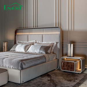 Mobile TV di Lusso <span class=keywords><strong>in</strong></span> Vera Pelle e Legno per <span class=keywords><strong>Soggiorno</strong></span> con Luci a LED, Set di Arredi su Misura di Alta Gamma per Villa, Design Esclusivo per Tutta la Casa - Product Image 3