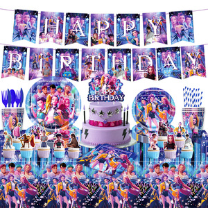 Vaisselle sur le thème de la K-POP, bleu, Witcher Girl Group, assiettes en papier, gobelets en papier, nappes, bannières, décorations de fête d'<span class=keywords><strong>anniversaire</strong></span> - Product Image 3