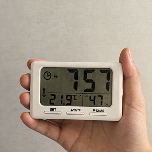 Horloge de bureau numérique LCD magnétique ultra-mince intelligente avec alarme, thermo-hygromètre, mesure de la température et de l'humidité intérieure, montable au mur, pour la maison, OEM - Product Image 2
