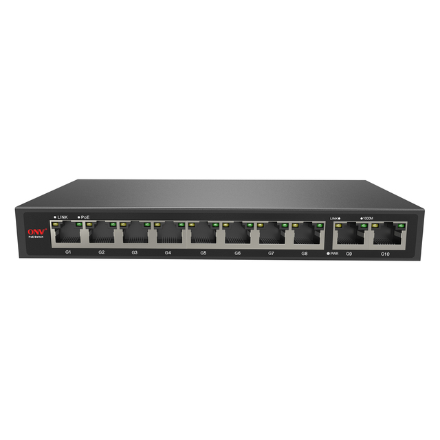 10 Port Gigabit Unmanaged PoE Ethernet Switch 8 PoE and 2 RJ45 Ports