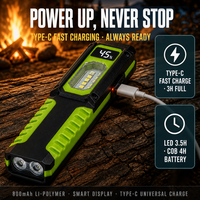 Lampe de travail magnétique rechargeable à LED avec avertissement sonore rouge, affichage de la batterie, clip de poche, type C, pour réparation automobile, camping, torche EDC