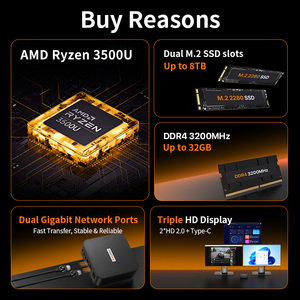 Mini PC de Alto Rendimiento Ryzen <span class=keywords><strong>5</strong></span> 3500U, Doble SSD <span class=keywords><strong>M</strong></span>.2 de hasta 8TB, Doble LAN, Salida HDMI 4K Tipo-C, WiFi <span class=keywords><strong>5</strong></span>, BT4.2, Mini Calculadora - Product Image 2