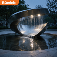 Fontaine moderne en acier inoxydable, rideau d'eau, LED multicolores, décoration de jardin extérieur, place publique, fontaine en acier inoxydable