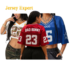 Nuovo Design Crop Top Oversize da Donna, MOQ Basso, Logo Personalizzato, Manica 3/4, Spalla Scesa, Maglie da Calcio, T-Shirt Boxy da Donna - Product Image 4