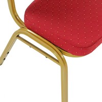 Fabricant professionnel de chaises de banquet empilables en tissu avec cadre doré, couleurs personnalisées, pour salles de réception et hôtels.