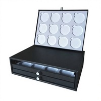 Étui de présentation pour 36 lentilles optiques, boîte de rangement professionnelle pour lunettes de soleil à 3 tiroirs avec finition en cuir PU pour l'affichage en magasin