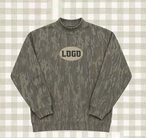 Felpa Grafica Mimetica con Collo Alto per Donne e Ragazze 2026, Oversize, Corta, a Maniche Lunghe, Larga, per l'Inverno - Product Image 1