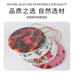 Plaque murale ronde en bois, design paysager, décoration de la maison, peinture décorative pour la Saint-Valentin - Product Image 3
