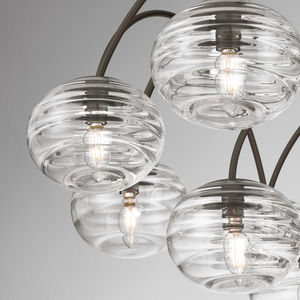 Grande <span class=keywords><strong>lampadario</strong></span> a 12 luci in vetro, stile industriale contemporaneo, <span class=keywords><strong>con</strong></span> <span class=keywords><strong>sfere</strong></span> in vetro testurizzato per cucina, USA - Product Image 3