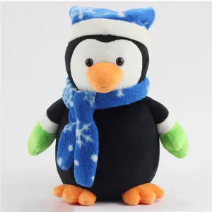 Pingouin en peluche pour enfants, nouveau, avec écharpe et chapeau de noël, jouet en peluche, animal, fabriqué en chine,