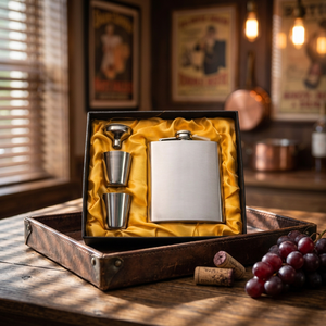 Stainless Steel Hip <b>Flask</b> Set Brushed Portable Liquor <b>Flask</b> <b>with</b> Funnel and 2 Shot <b>Cups</b> Gift Box - Product Image 2