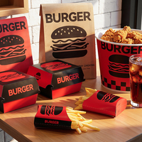 Boîtes à hamburger, frites et poulet frit personnalisées en carton biodégradable avec logo, pour restauration rapide, avec finition bronzée