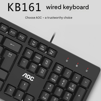 Nouveau clavier filaire AOC KB161, 104 touches, USB 3.0, Plug and Play, ergonomique, en plastique, disposition anglaise, pour ordinateur de bureau, ordinateur portable, bureau