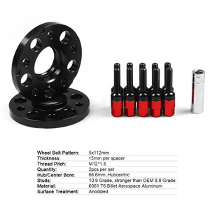 Distanziali Ruota da 15mm 5x112mm con Centraggio sul Mozzo da 66.6mm e Bulloni Conici M12x1.5 per Mercedes Benz con Bulloni Sferici - Product Image 4