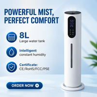 Humidificateur d'air ultrasonique commercial et industriel à grande capacité 8L, à remplissage par le haut, pour brume froide et forte, idéal pour les plantes d'intérieur