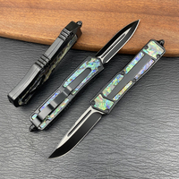 Couteau pliant de survie et de chasse pour le camping, avec manche en alliage de zinc et coquille d'ormeau exquise, en acier inoxydable 5CR13, OEM