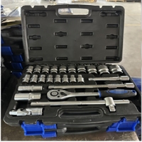 Jeu de clés à douille de 26 pièces 1/2 pouce, jeu d'outils à douille en acier au carbone pour la réparation à domicile et automobile, kit d'outils à douille manuel pour l'entretien des pneus
