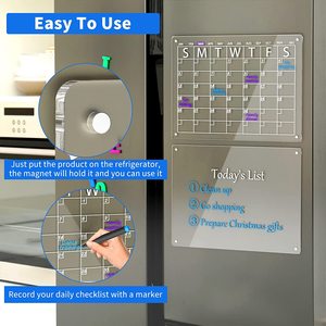 Planche magnétique réutilisable en acrylique transparent, effaçable à sec, <span class=keywords><strong>calendrier</strong></span>, planificateur pour réfrigérateur - Product Image 6