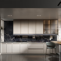Armoires de cuisine italiennes de luxe haut de gamme en acier inoxydable avec panier coulissant pour villas et appartements