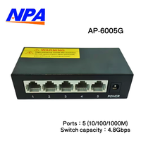 Switch de Red Gigabit de 5 Puertos 10/100/1000Mbps, Metálico, de Escritorio, 4.8Gbps, Plug and Play, para Hogar, Oficina, Cámara IP
