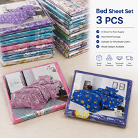 Desain Modern 100% Poliester Set Sprei 3PCS Ukuran King Grosir Set Sprei Polos Bermotif