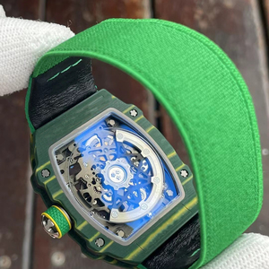 Reloj Mecánico Ultrafino Verde de 7.8mm con Caja Tonneau Rm6702, Correa de Goma, Fibra de Carbono, Esfera con Indicador de las 7 en Punto, Resistente al Agua - Product Image 6