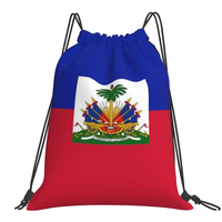 Sac à dos à cordon personnalisé avec logo de football, drapeau et carte de l'Haïti pour événements sportifs