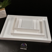 Support de présentation de nourriture à 3 niveaux en acrylique durable de l'usine Gaojian, support carré empilable pour les buffets et les traiteurs