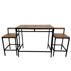 Made in Vietnam Modern Stylish 3-PCS Patio Rattan Garden Dining <b>Bar</b> <b>Set</b> Acacia Wood for Garden Furniture Courtyard Patio - Product Image 1