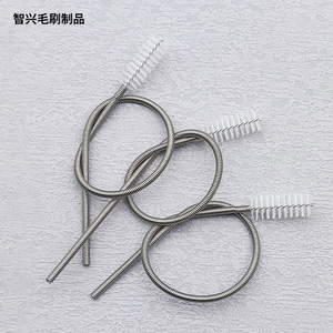 Stainless Steel Flexible Spring <b>Brush</b> 213x23x9mm With Nylon Bristles For Pipe <b>Cleaning</b> Tool - Product Image 2
