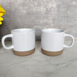 Ceramic <b>Latte</b> <b>Mug</b> Set Microwave Safe Porcelain Coffee Cups with Large Handles Modern Design in Assorted Neutral Colors - Product Image 3