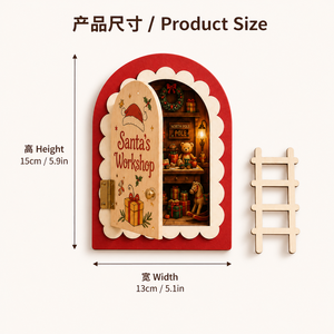 Christmas <b>Wooden</b> Magic fairy Door, Elf Mouse Miniature Door Table, fairy with <b>Ladder</b>, Tooth fairy Door Decoration Gift - Product Image 6