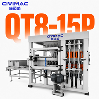 Machine de fabrication de blocs de béton entièrement automatique hydraulique PLC QT8-15P pour pavés creux, briques pleines et bordures